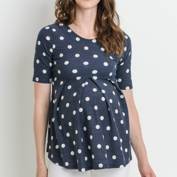 Polka Dot Front Pleat Maternity Top - Picture 1 of 1